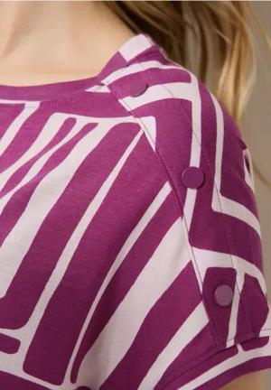 Cecil Damen Print-Shirt mit Knopfdetail in Pink, Gr: XL