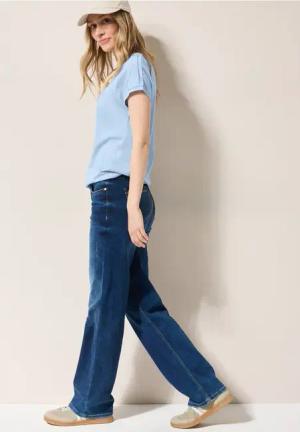 Cecil Damen Shirt in Unifarbe in Blau, Gr: XXL