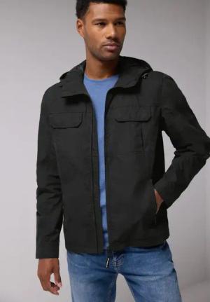 Street One MEN Männer Leichte Baumwolljacke in Schwarz, Gr: L
