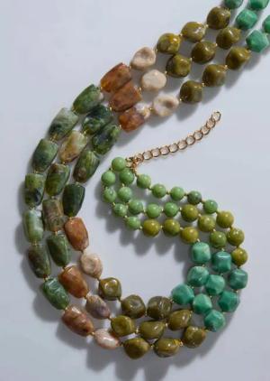 Perlenkette - smaragd / grün - Gr. Einheitsgröße von Goldner Fashion