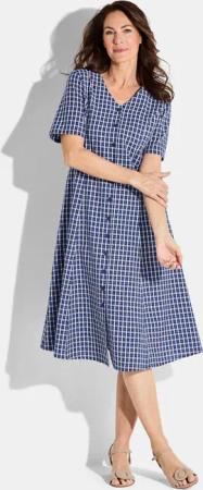 Kleid - blau / weiß / gemustert - Gr. 46 von Goldner Fashion