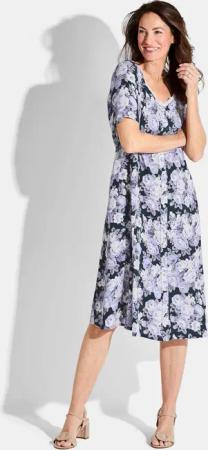Druckkleid - flieder / gemustert - Gr. 44 von Goldner Fashion