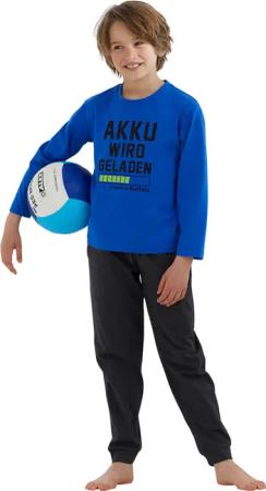 Buffalo Pyjama, (2 tlg., 1 Stück), Schlafanzug mit Spruch Akku wird geladen