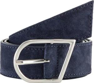 TOM TAILOR Damen TTBETH Velourledergürtel mit abgerundeter Dornschließe, blau, Uni, Gr. 90