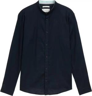 TOM TAILOR Herren Regular Fit Hemd mit Leinenanteil, blau, Uni, Gr. M
