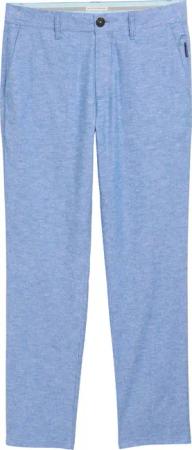 TOM TAILOR Herren Regular Chino Hose mit Leinenanteil, blau, Meliert, Gr. 32/34