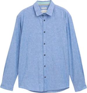 TOM TAILOR Herren Regular Fit Hemd mit Leinenanteil, blau, Meliert, Gr. XL