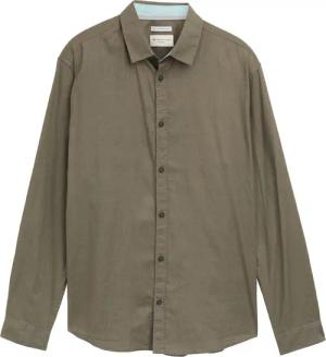 TOM TAILOR Herren Regular Fit Hemd mit Leinenanteil, grün, Uni, Gr. XXXL