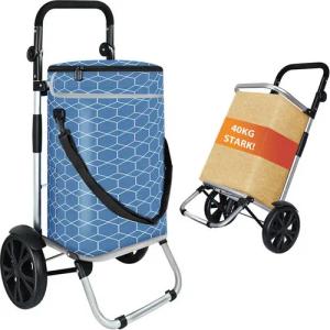 MODFU Einkaufstrolley 3in1 Einkaufsrollwagen Einkaufsbeutel Einkaufswagen Klappbar Groß, 40 l, Trolley Sackkarre Umhängetaschemit Kühlfach und belastbar bis 40kg