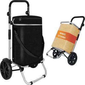 MODFU Einkaufstrolley 3in1 Einkaufsrollwagen Einkaufsbeutel Einkaufswagen Klappbar Groß, 40 l, Trolley Sackkarre Umhängetaschemit Kühlfach und belastbar bis 40kg
