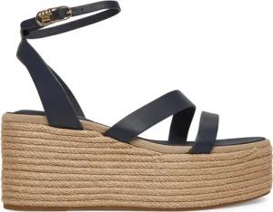 Tommy Hilfiger Espadrilles Ankle Strap Leather Platform FW0FW08497 Dunkelblau