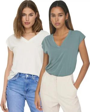 ONLY Shirtbluse Damen Basic V-Neck Shirt im Doppelpack