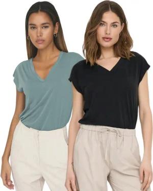 ONLY Shirtbluse Damen Basic V-Neck Shirt im Doppelpack