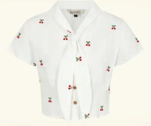 Cherry Vibes Bluse in Weiß