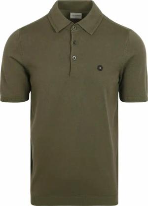 No Excess Knitted Poloshirt Olivgrün - Größe L