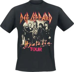 Def Leppard T-Shirt - Hysteria Tour - M bis XXL - für Männer - Größe L - schwarz - Lizenziertes Merchandise!