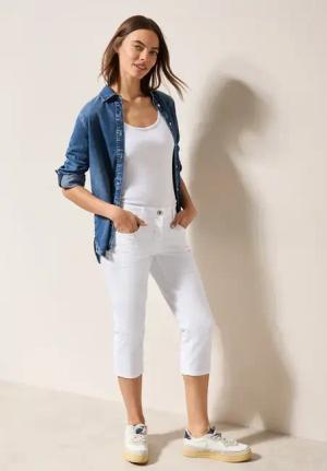 Cecil Damen 3/4 Jeans in Weiß, Gr: 26