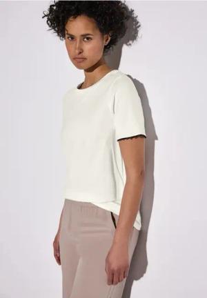 Street One Frauen Basic Shirt mit Deko-Tape in Weiß, Gr: 46