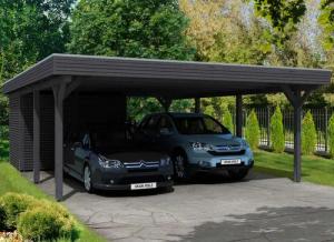 Skanholz Doppelcarport "Spessart", Leimholz-Nordisches Fichtenholz, 550 cm, dunkelgrau