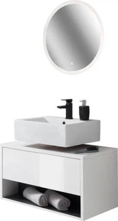 Places of Style Badmöbel-Set "Studio Line, Bad im modernen Design, 2-teiliges Badezimmer", (2 St.), Unterschrank und Spiegel, in zwei Farben verfügbar, viel Stauraum