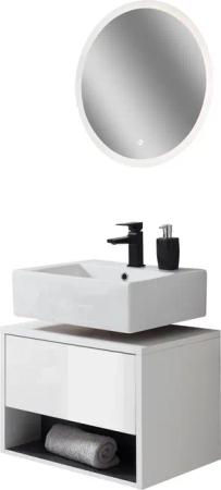 Places of Style Badmöbel-Set "Studio Line, Bad im modernen Design, 2-teiliges Badezimmer", (2 St.), Unterschrank und Spiegel, in zwei Farben verfügbar, viel Stauraum