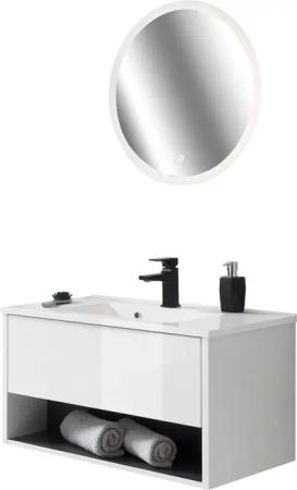 Places of Style Badmöbel-Set "Studio Line, Bad im modernen Design, 2-teiliges Badezimmer", (2 St.), Waschtisch und Spiegel, in zwei Farben verfügbar, viel Stauraum