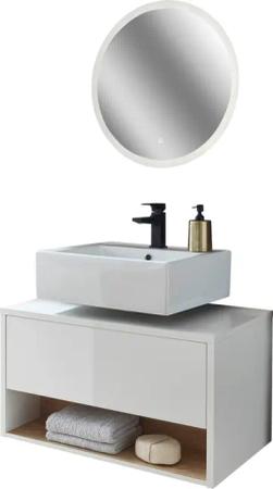 Places of Style Badmöbel-Set "Studio Line, Bad im modernen Design, 2-teiliges Badezimmer", (2 St.), Unterschrank und Spiegel, in zwei Farben verfügbar, viel Stauraum