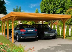 Skanholz Doppelcarport "Spessart", Leimholz-Nordisches Fichtenholz, 550 cm, hellbraun
