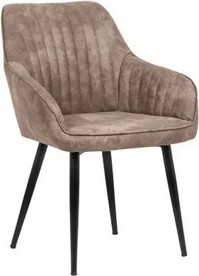 Licht-Erlebnisse Esszimmerstuhl RITA, Taupe Schwarz B: 60 cm mit Armlehne Stoff Metall Stuhl Esstisch