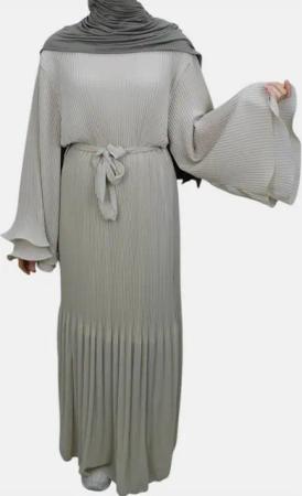 Aymasal Plisseekleid Daily Kleid MIRAY Ballonärmel mit Gürtel Freizeitkleid Herbstkleid Plissiertes Kleid, Hochwertiger Chiffon, Innenkleid aus Baumwolle