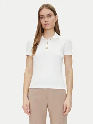 Tommy Hilfiger Poloshirt Slim Gold Button Polo Ss WW0WW45436 Weiß Regular Fit