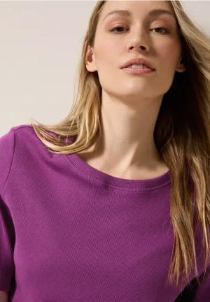 Cecil Damen Basic Rippstruktur T-Shirt in Pink, Gr: S