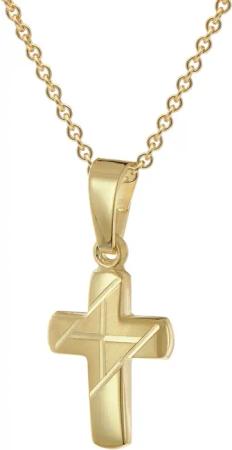 trendor 28216 Kreuz-Anhänger für Kinder Gold 333 An Vergoldeter Silberkette