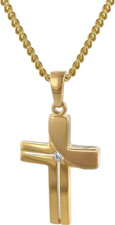 trendor 35728 Kreuz-Anhänger Gold 333 mit goldplattierter Kette für Damen