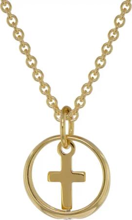trendor 39485 Taufring Anhänger mit Kreuz Gold 333 + vergoldete Silberkette