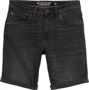 TOM TAILOR Herren TTJOSH Regular Slim Jeans Shorts, schwarz, Uni, Gr. 30