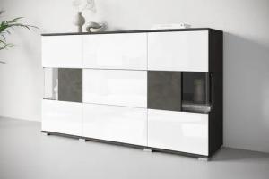 INOSIGN Sideboard "Kenia", (1 St.), Sideboard mit 3 Schubladen, 6 Fächern, Glastüren, Breite 150 cm