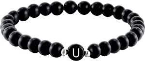 Kim Johanson Armband Initial, aus schwarzem Onyx mit Buchstaben-Perle, elastisch