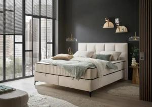 ED EXCITING DESIGN Boxbett "Monroe inkl. Bettkasten, erhältlich in den Breiten 160cm & 180cm", Duo-Matratze - feste Seite mit Kokosmatte