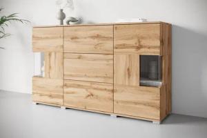INOSIGN Sideboard "Kenia", (1 St.), Sideboard mit 3 Schubladen, 6 Fächern, Glastüren, Breite 150 cm