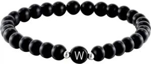 Kim Johanson Armband Initial, aus schwarzem Onyx mit Buchstaben-Perle, elastisch