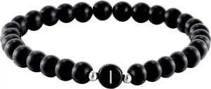 Kim Johanson Armband Initial, aus schwarzem Onyx mit Buchstaben-Perle, elastisch
