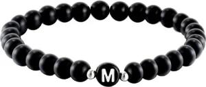 Kim Johanson Armband Initial, aus schwarzem Onyx mit Buchstaben-Perle, elastisch