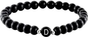 Kim Johanson Armband Initial, aus schwarzem Onyx mit Buchstaben-Perle, elastisch
