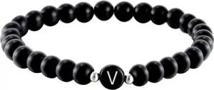 Kim Johanson Armband Initial, aus schwarzem Onyx mit Buchstaben-Perle, elastisch