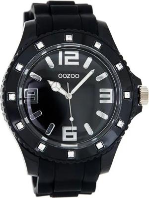 OOZOO Quarzuhr Oozoo Unisex Armbanduhr Vintage Series, (Analoguhr), Damen, Herrenuhr rund, extra groß (ca. 48mm) Silikonarmband schwarz