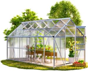 Alu Gewächshaus 380x190x195cm mit Fundament