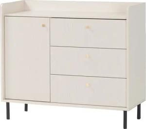 Lomadox Kommode GORICA-133, in sandbeige, 103cm Breite, Metallgriffe goldfarben, fühlbare Struktur