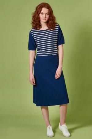 Himalaya Clothing Sommerkleid Kleid Damen im Streifenlook - Strickkleid aus weicher Bio-Baumwolle Leichtes Sommerkleid mit Rundhalsausschnitt