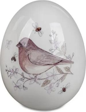 Kaufhaus le petit Osterei Deko Ei mit Vogel Blumen Design Dekoei Oster Eier Figur Skulptur, Dekofigur Dekoskulptur Dekoobjekt Osterdeko aus Keramik
